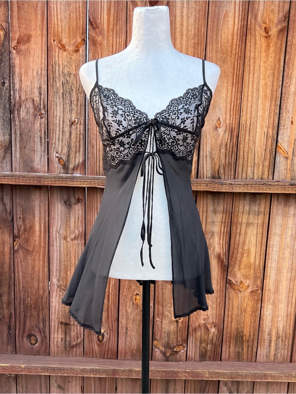 Rare Victoria's Secret Black Lace Sheer Chemise